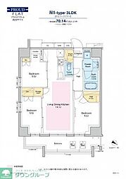 プラウドフラット両国サウス 5階3LDKの間取り