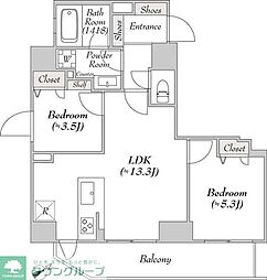 リテラス浅草橋イースト 14階2LDKの間取り