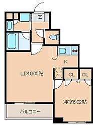 レジディア新川 6階1LDKの間取り