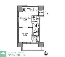 パークアクシス亀戸中央公園 13階1DKの間取り