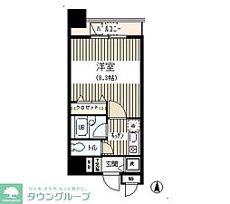 アクアコート 10階1Kの間取り