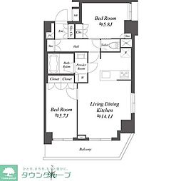 AIFLAT両国 8階2LDKの間取り