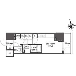コンフォリア東上野 11階ワンルームの間取り
