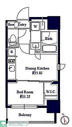 グランパセオ八丁堀II 2階1DKの間取り