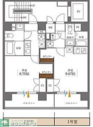 プラティーク日本橋水天宮 3階1Kの間取り