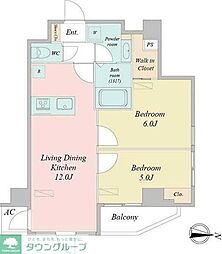 プライムアーバン両国 6階2LDKの間取り