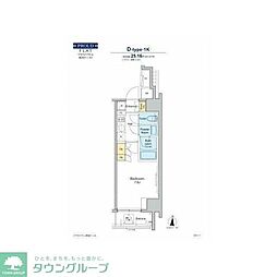 プラウドフラット両国イースト 3階1Kの間取り