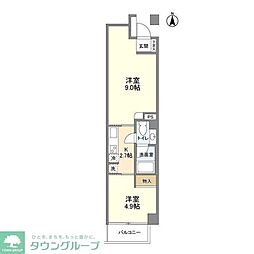 バウムプラッツ 4階2Kの間取り