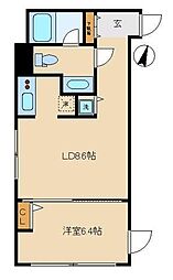 カスタリア水天宮 1LDKの間取図画像