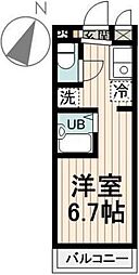 パインコーポ 2階1Kの間取り