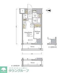 アーバネックス森下ＷＥＳＴ 5階1DKの間取り
