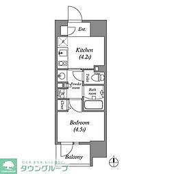 コスモグラシア三ノ輪 14階1Kの間取り