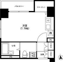 ドルチェ銀座東・壱番館 3階ワンルームの間取り