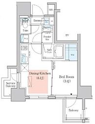 Urbanex深川木場 1DKの間取図画像