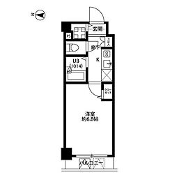 プレール・ドゥーク清澄白河 1Kの間取図画像