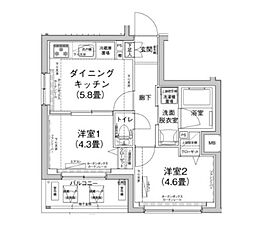 アイルグランデ向島 2DKの間取図画像