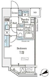 ザ・パーククロス門前仲町 1Kの間取図画像