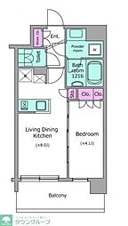 ドゥーエ菊川 1LDKの間取図画像