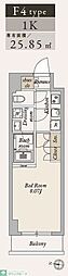 ラドゥセール大島 1Kの間取図画像