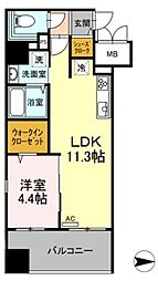 トリオマーレ蔵前 1LDKの間取図画像