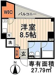 グランリジェール ワンルームの間取図画像