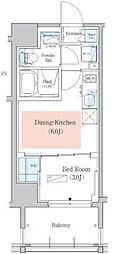 Urbanex深川木場 1DKの間取図画像