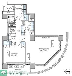 リバーポイントタワー 1LDKの間取図画像