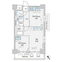 パークアクシス門前仲町テラス 2DKの間取図画像