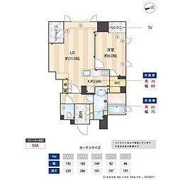 銀座イーストシティタワー 1LDKの間取図画像