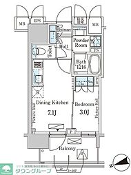PARKAXIS上野GRACECOURT 1DKの間取図画像