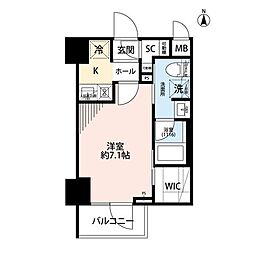 プレール・ドゥーク住吉4 1Kの間取図画像