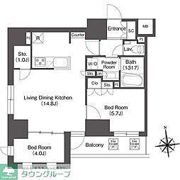 ミリアレジデンス蔵前 2LDKの間取図画像