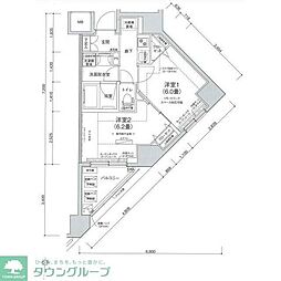 ルフレプレミアム押上ノルド 2Kの間取図画像