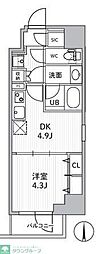S-RESIDENCE住吉aquacht 1DKの間取図画像