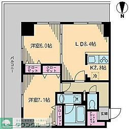 クレドラテース白河 2LDKの間取図画像