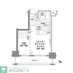 パークハビオ人形町 1LDKの間取図画像
