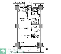 パークアクシス豊洲 1LDKの間取図画像
