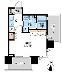 Aden清澄白河 1Kの間取図画像