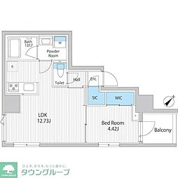 イプセ東京月島 1LDKの間取図画像