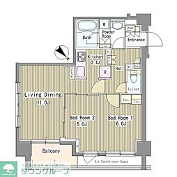 リベルテ月島 2LDKの間取図画像