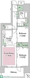 プラウドシティ越中島アクアテラス 2LDKの間取図画像