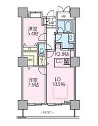 ロイヤルパークスタワー南千住 2LDKの間取図画像
