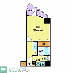 プレール・ドゥーク西新井II 4階1Kの間取り