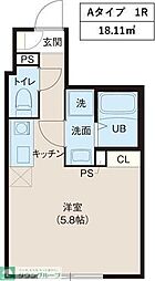 レピュア北千住レジデンスII 2階ワンルームの間取り