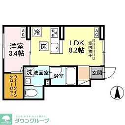 セレスティア竹ノ塚　A棟 1階1LDKの間取り