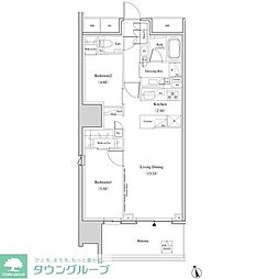 ザ・パークハビオ北千住 14階2LDKの間取り