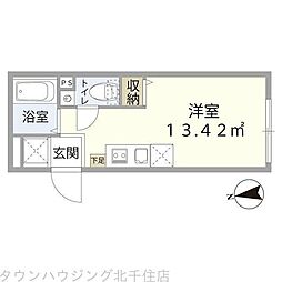 ＳＬＢ西新井 2階ワンルームの間取り