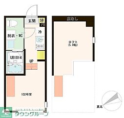 パインリーフ 2階1Kの間取り