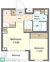 ＥＳ−Ｇｒａｎｄｅ綾瀬 3階2Kの間取り