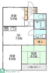 プランドール・シモン 2階3DKの間取り